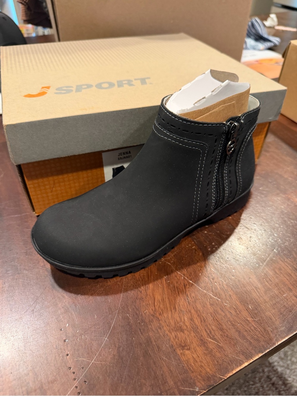 JSport by Jambu Womens Jenna Zip Close Ankle Boots Black Leather Size 6 M US
